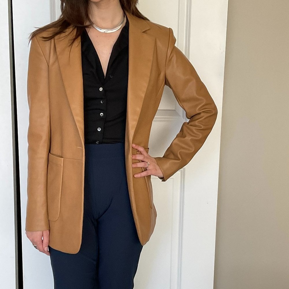Express Faux Leather Tan Blazer xs